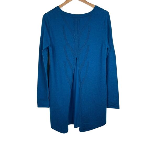 Soft Surroundings Sirena blue rib knit split back pullover tunic sweater M NEW - Picture 3 of 8